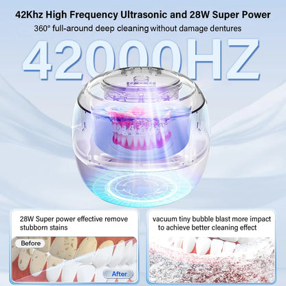 42 000 Hz et 28 W pour un nettoyage en profondeur des appareils dentaires
